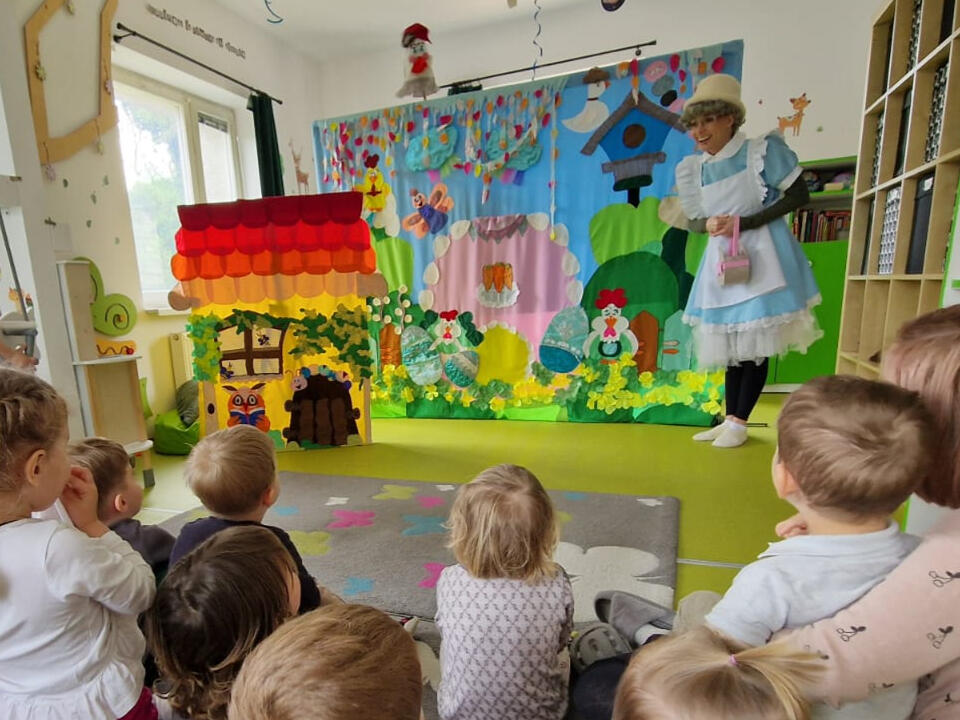 Puppet theater in the room at Mariposa Nursery
